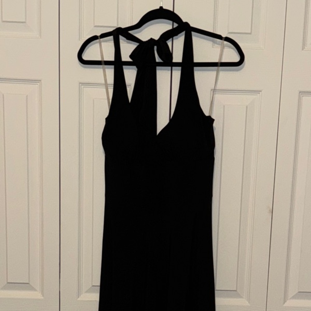 VENUS Black Halter dress lace up back